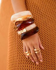 ARIAH BANGLE - CREAM-GOLD PLATED 18K