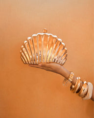 SHELL CLUTCH BAG - GOLD METALLIC