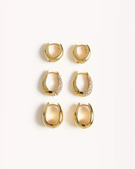 ANDIE 3 PACK EARRINGS - GOLD PLATED 18K