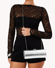 SIERRA CLUTCH BAG - SILVER METALLIC-SILVER