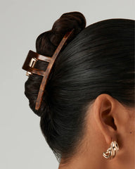 RESIN METAL CLAW CLIP - GOLD-CHOCOLATE TORT