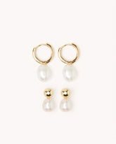 IVY EARRING 2 PACK - GOLD-PEARL