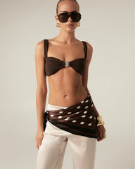 CASSIE SILK SCARF - CHOCOLATE POLKA DOT