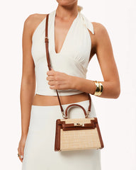 HARIETTE RAFFIA HANDLE BAG - NATURAL RAFFIA-TAN