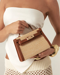 HARIETTE RAFFIA HANDLE BAG - NATURAL RAFFIA-TAN