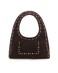 NOAH SHOULDER BAG - DARK CACAO SUEDE-GOLD