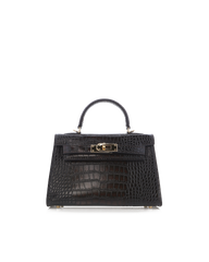 HARIETTE HANDLE BAG - DARK CACAO CROC